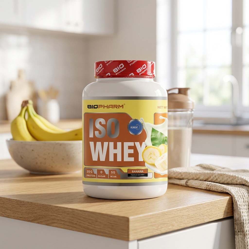 BioPharm ISO Whey 908g, банан, 20 г белка Сывороточный протеин изолят
