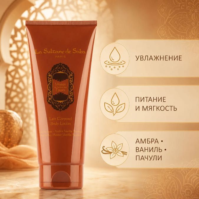 La Sultane de Saba Ayurvedic — молочко для тела «Амбра, ваниль и пачули», 200 мл